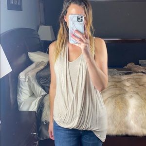 Ella Moss Asymmetrical Beige Top, Medium